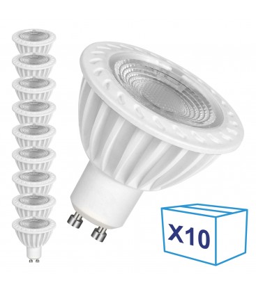 Pack de 10 Ampoules LED GU10 - 5W - Blanc Chaud - Decoreno