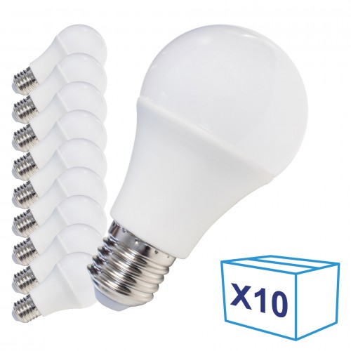 PacPack de 10 Ampoules LED E27 - 8W - Blanc Chaud - Decoreno